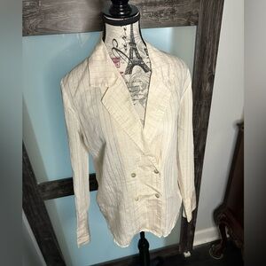 Mango Cream Stripe Blazer Shirt